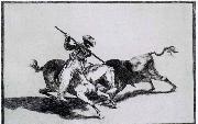 Francisco de goya y Lucientes  The Morisco Gazul is the First to Fight Bulls with a Lance oil painting on canvas